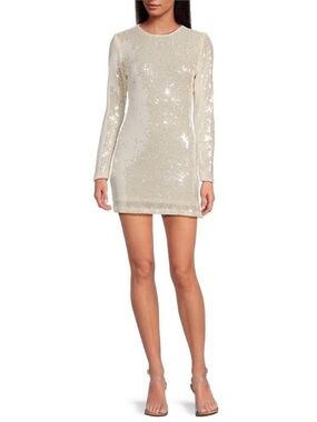 NWT Gianni Bini Ruby Sequin Round Neck Long Sleeve Bodycon Mini Dress Sz M